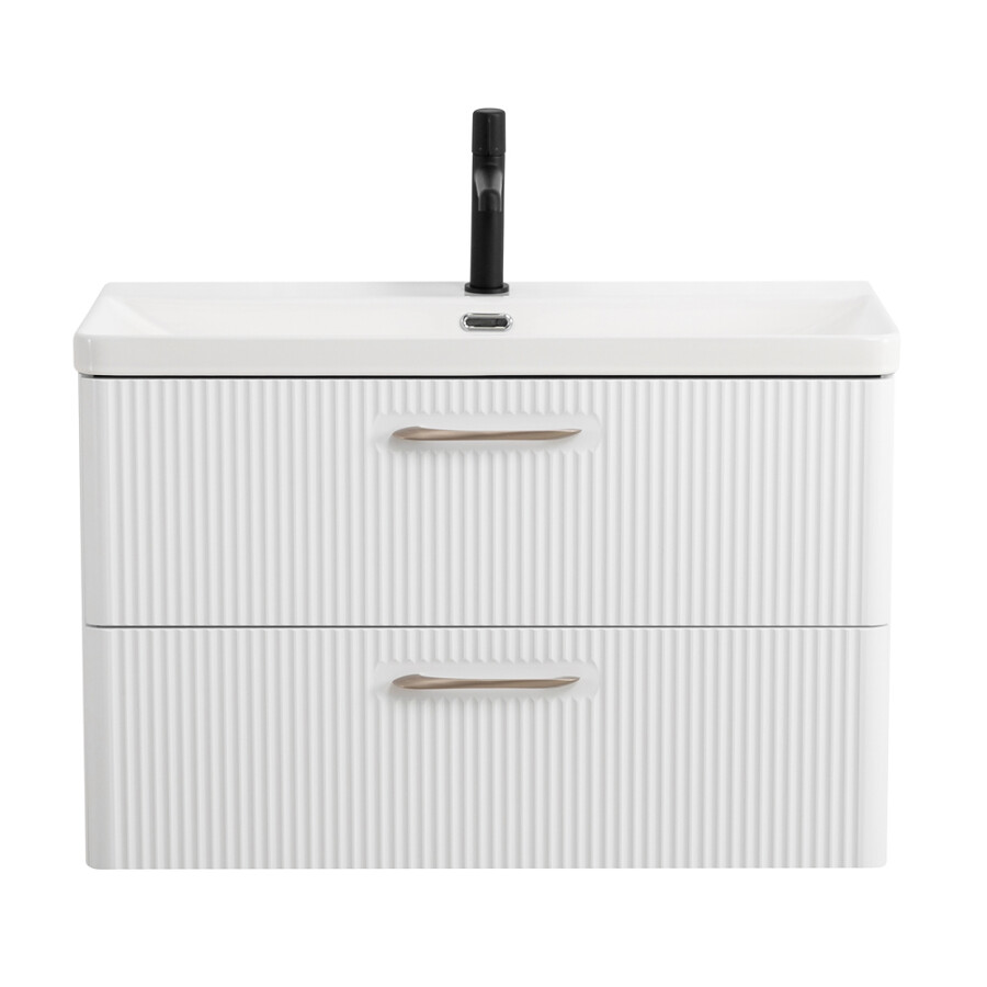 Подвесная тумба с раковиной Belbagno DUE 80 см Bianco Lucido DUE-800-2C-SO-BL-P BB-8076-3-80