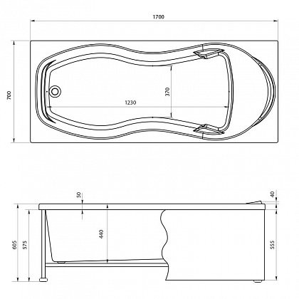 Aquanet Tessa 170*70 ванна акриловая с каркасом 00242925