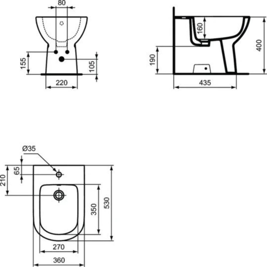 Ideal Standard Tempo напольное пристенное биде T510101