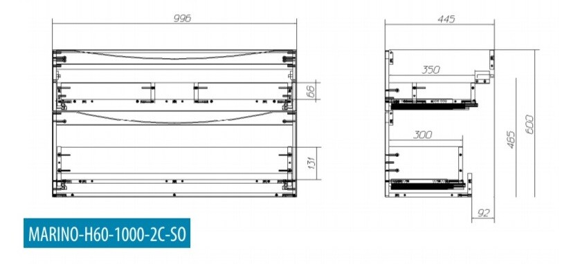 BelBagno тумба с раковиной MARINO-H60-1000-2C-SO-RW-P 100х45х60