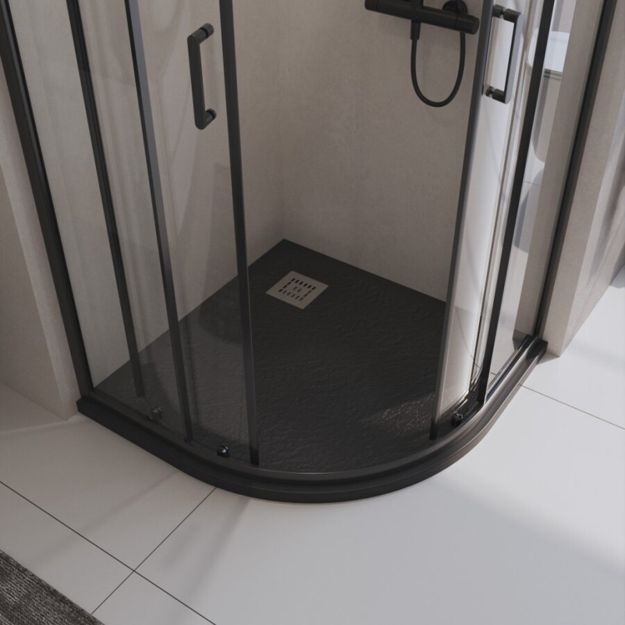 Поддон из искусственного мрамора Belbagno TRAY-MR-UNO-R-90-550-35-NERO-CR