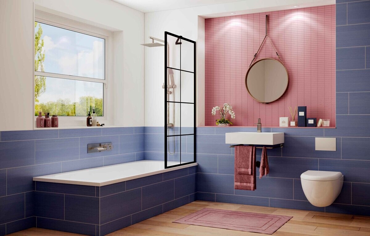 Шторка для ванны Ambassador Bath Screens 16041208 (70х140) черный,стекло прозрачное с рисунком,неподвижное,1 место