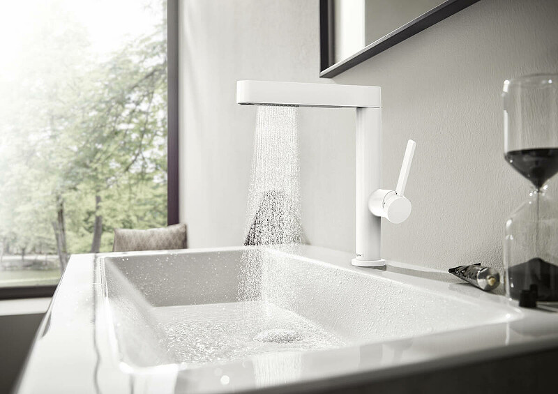 Hansgrohe Finoris Смеситель для раковины 230 с вытяжным душем 2jet, Push-Open, белый матовый 76063700