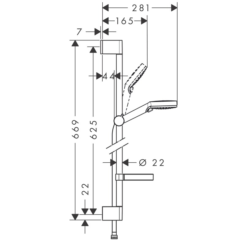 Hansgrohe Crometta Vario 26553400 штанга для душа с мыльницей Casetta белый/хром