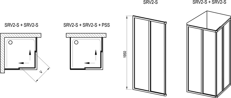 Ravak Supernova Душевой уголок SRV2-S-75*195 профиль черный, витраж матовый 14V303O2ZG