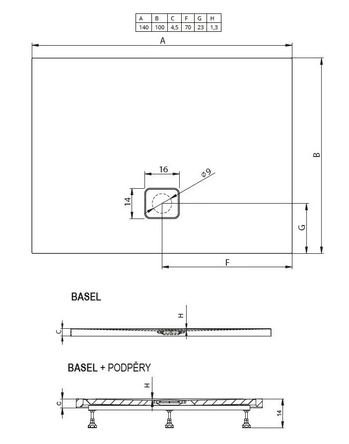 Riho Basel 432 душевой поддон акриловый 140х100 DC380050000000S