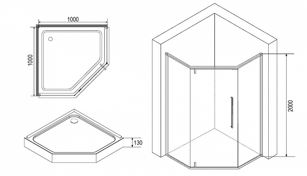 Loranto Sunway CS-816S B душевое ограждение 100*100*200 с низким поддоном