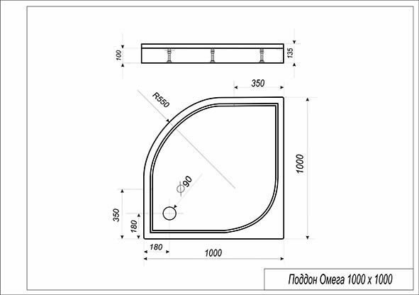 Эстет Омега душевой поддон 100 100 см ФР-00000763
