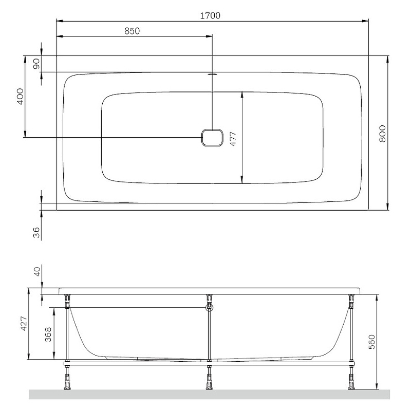 Am.Pm Func ванна акриловая 170х80 см W84A-170-080W-A