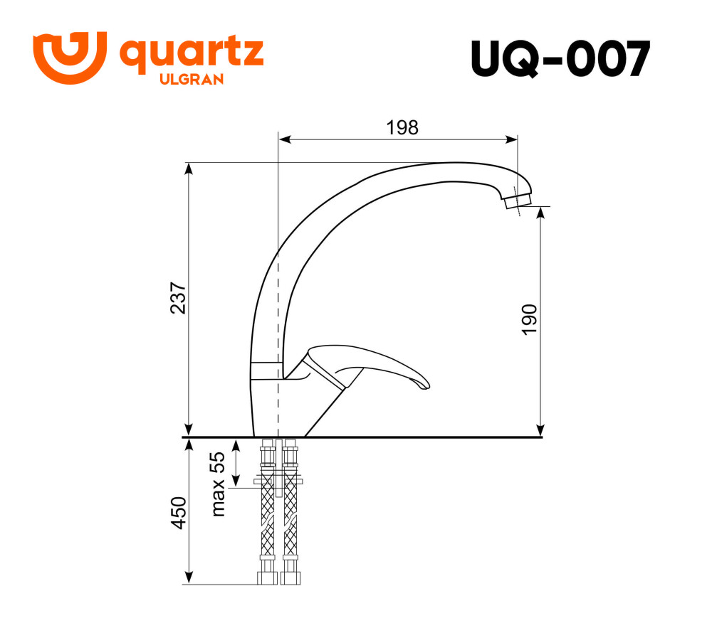 Смеситель для кухни Ulgran Quartz UQ-007-09 асфальт