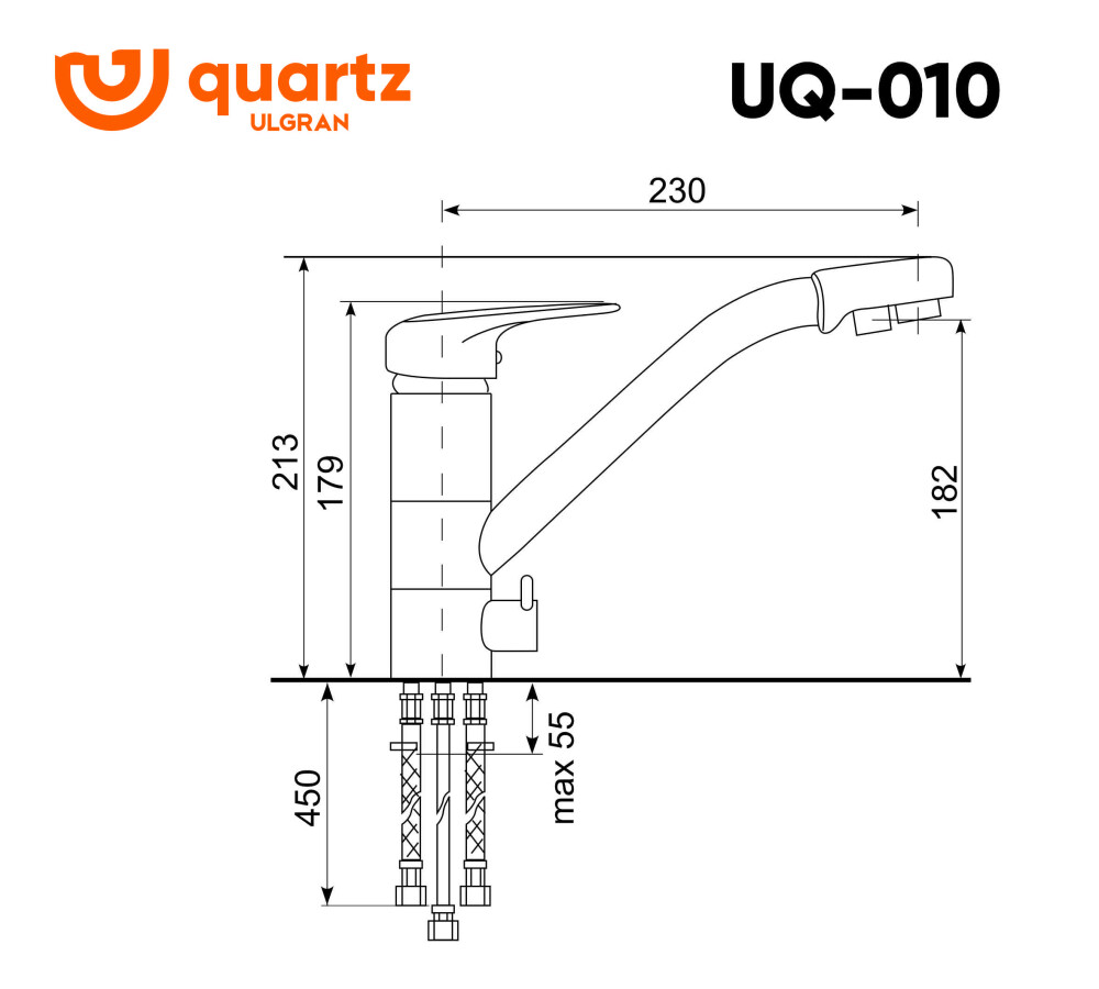 Смеситель для кухни Ulgran Quartz UQ-010-04 платина