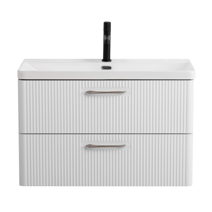 Подвесная тумба с раковиной Belbagno DUE 80 см Белый металлик DUE-800-2C-SO-BM-P BB-8076-3-80