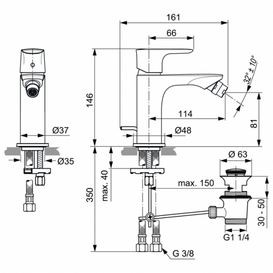 Ideal Standard Connect Air смеситель для биде A7030AA