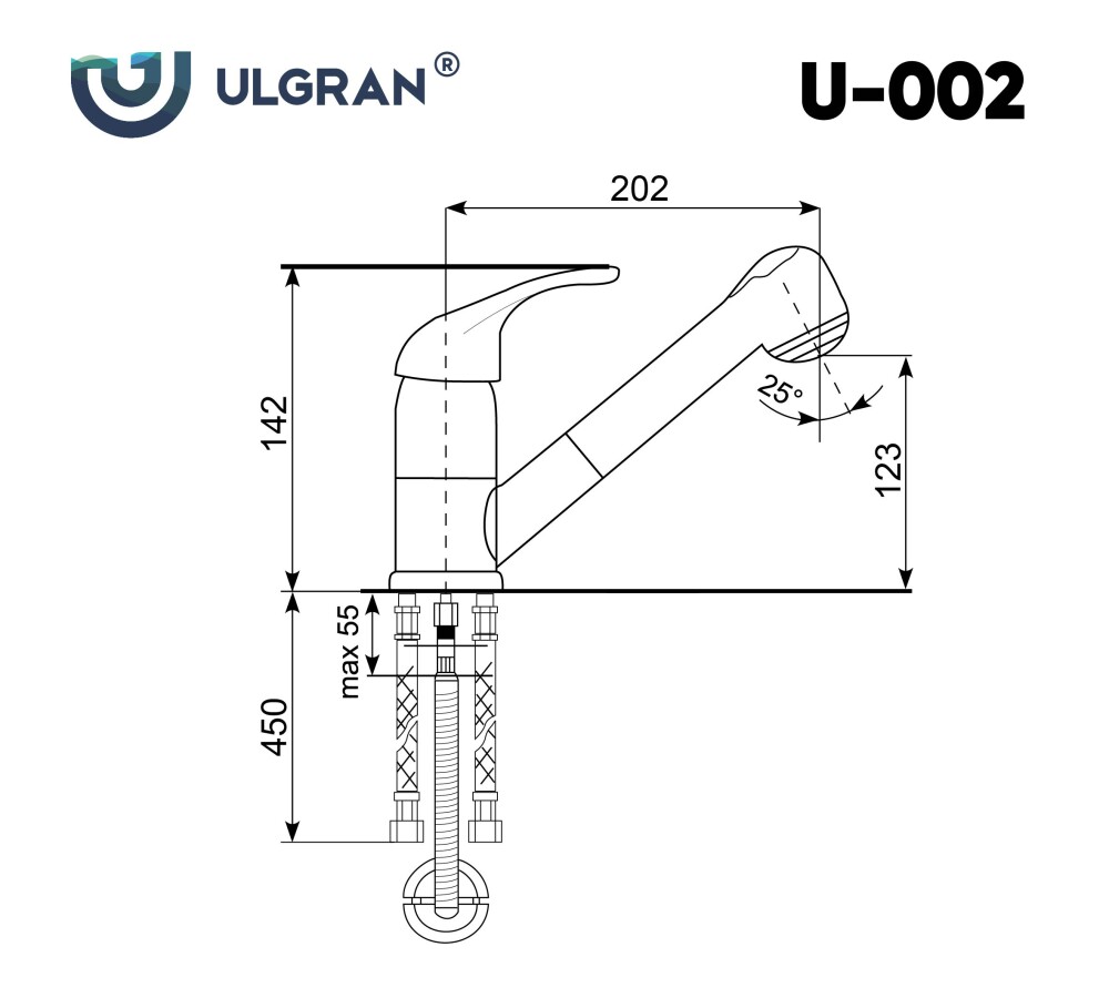 Смеситель для кухни Ulgran U-002-308 черный