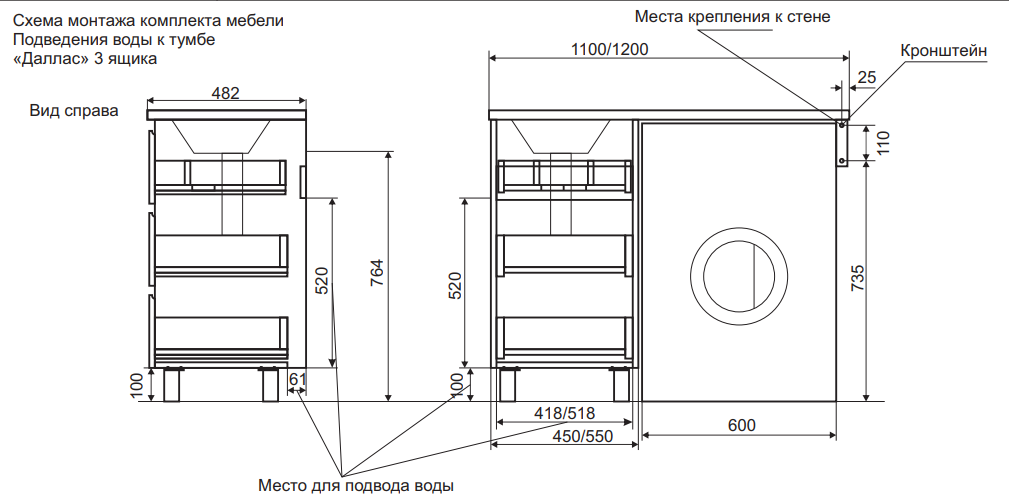 Эстет Dallas Luxe 100/3 тумба с раковиной