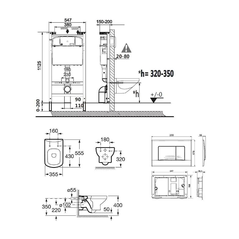 Roca Dama Senso 893104680 унитаз подвесной + инсталляция