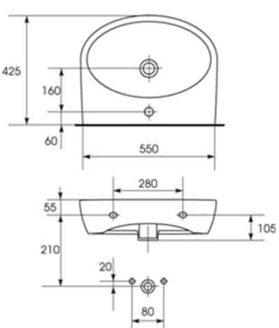 Cersanit Parva 55 P-UM-PA55/1U раковина подвесная