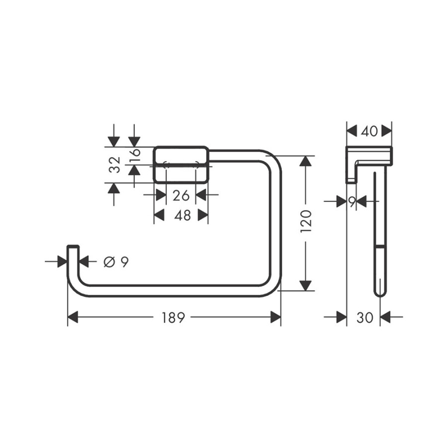 Hansgrohe AddStoris Кольцевой полотенцедержатель хром-черный матовый 41754340