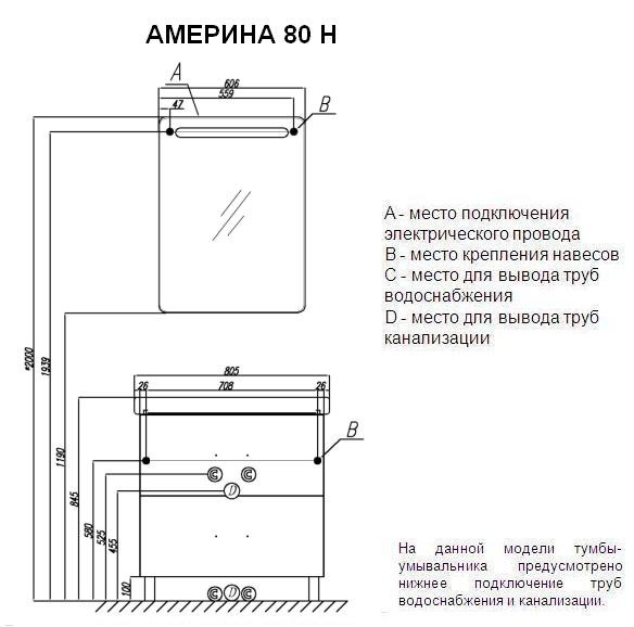 Акватон Америна 80Н тумба с умывальником 1A169401AM010 напольная