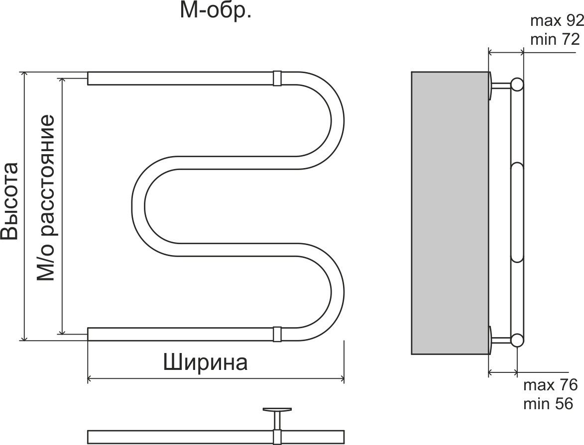 Terminus М-образный БШ полотенцесушитель водяной 600*600