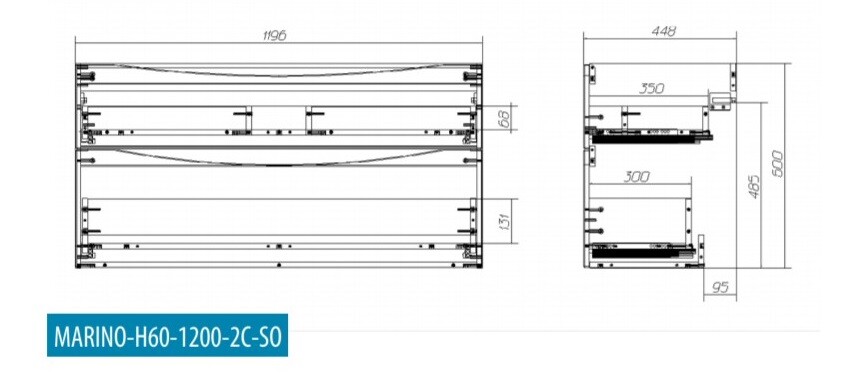 BelBagno тумба с раковиной MARINO-H60-1200-2C-SO-BL-P 120х45х60