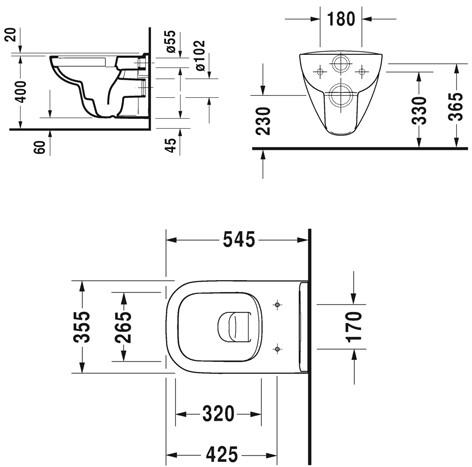 Duravit D-Code 45700900A1 унитаз подвесной безободковый с крышкой