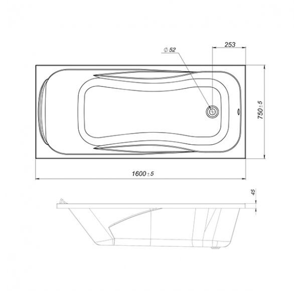 Mirsant Premium Азов 160*75 ванна акриловая прямоугольная УТ000047653