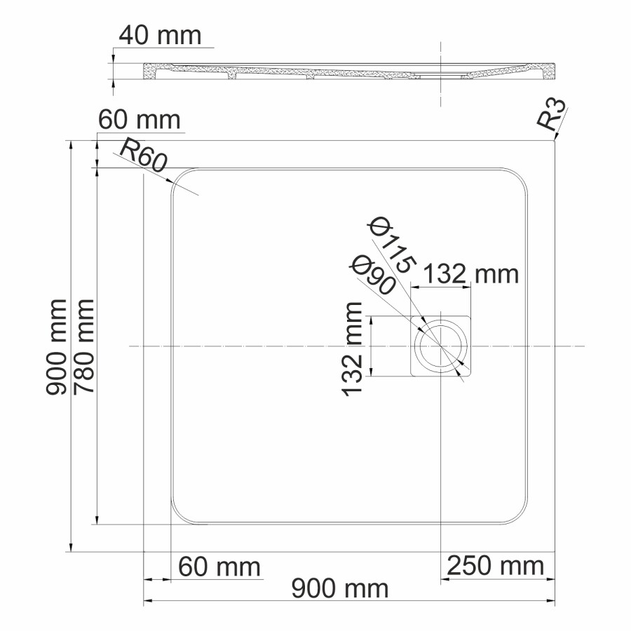 WasserKRAFT Neime 19T03 душевой поддон из искусственного камня 90*90*4