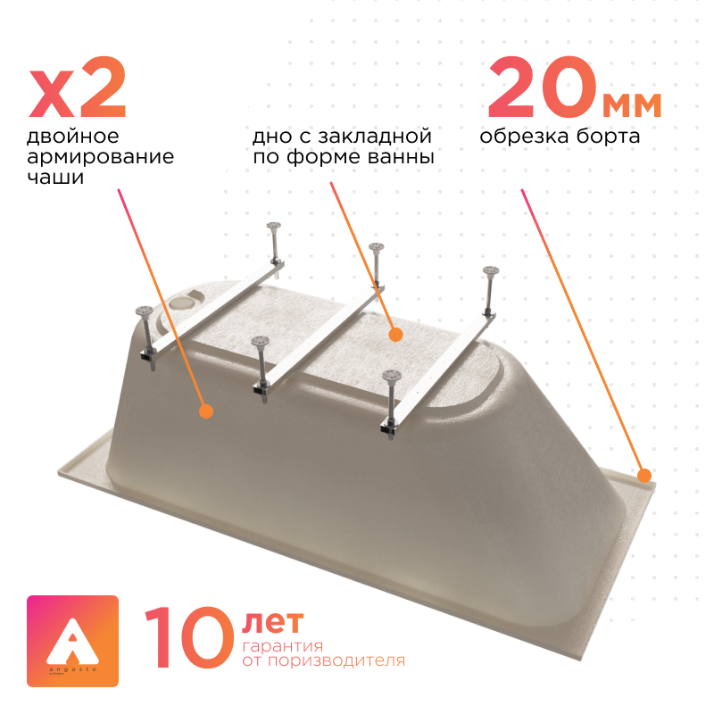 Акриловая ванна Radomir Прованс Ангосто 170х80х64 1-01-0-0-8-192