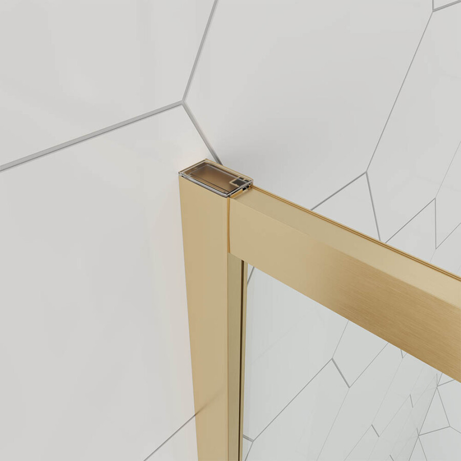 Душевой угол Veconi Ottimo P10 G (100×100×190) распашная, профиль брашированное золото, стекло прозрачное OP10G-100100-01-C9