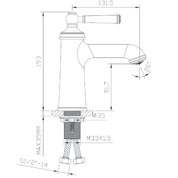 Imprese Hydrant ZMK031806010 смеситель для раковины 35 мм