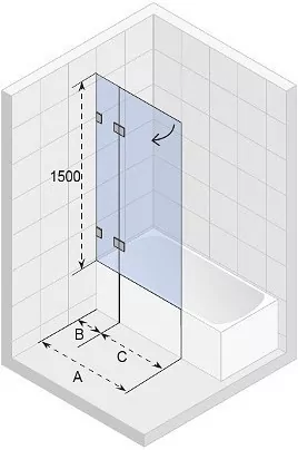 Riho Scandic X109V шторка для ванны 100х150 правая профиль хром GX06072C2
