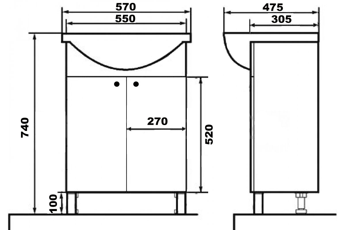 Loranto Моника тумба 55 с раковиной Арго 55 CS00076239