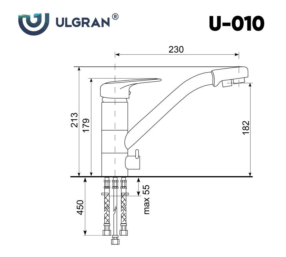 Смеситель для кухни Ulgran U-010-342 графит