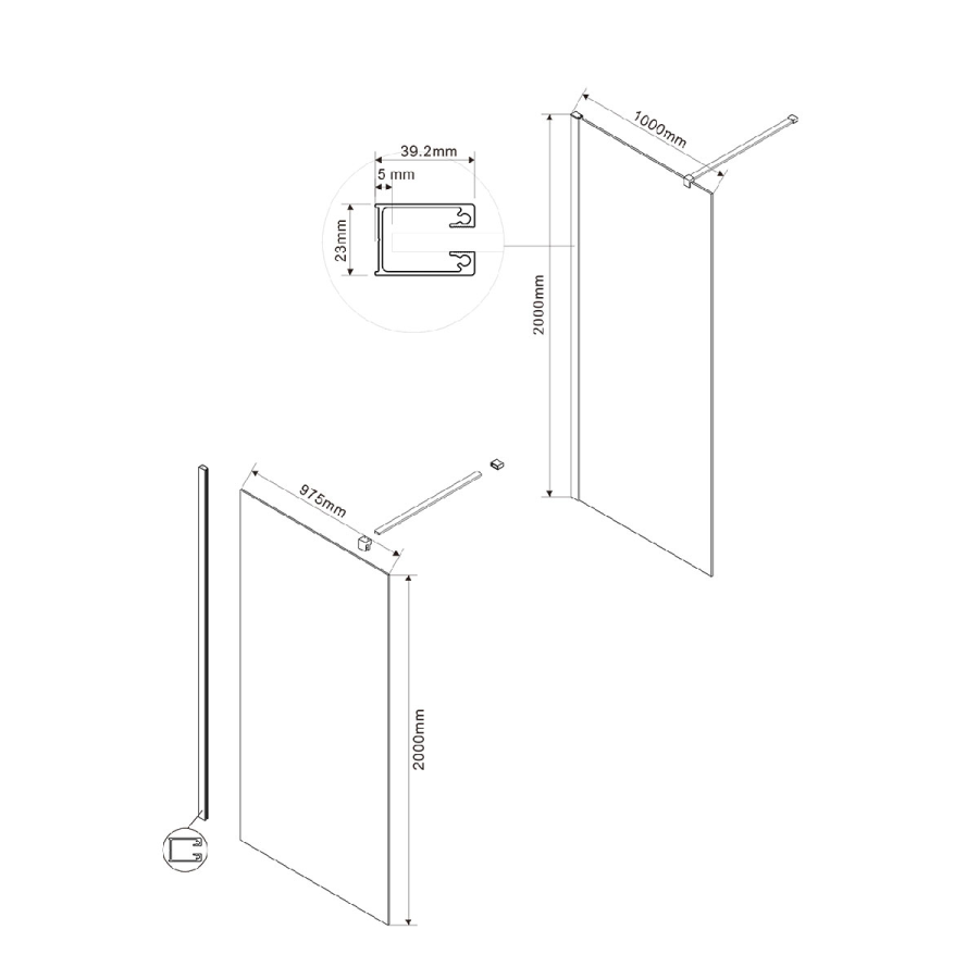 Vincea Walk-In душевая перегородка 100 см вороненая сталь VSW-1H100CLGM