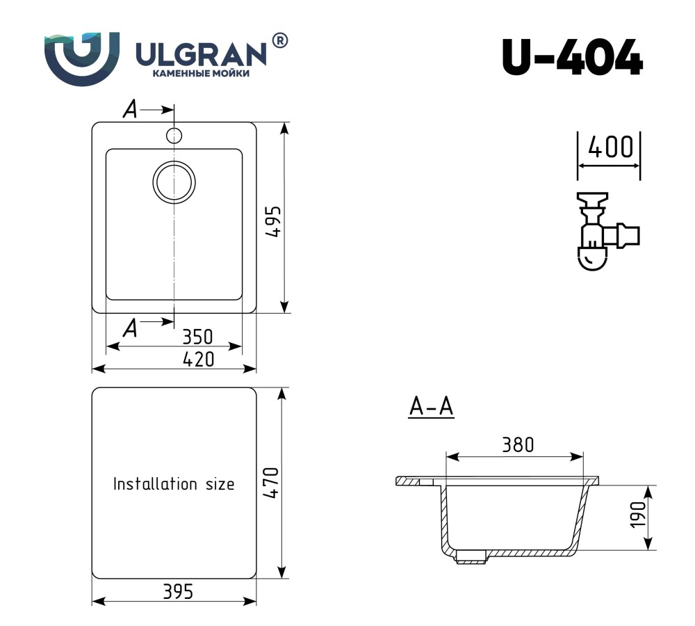 Мойка кухонная Ulgran U-404-331 белый