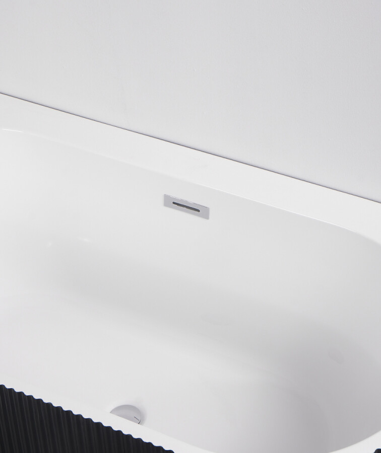 Ванна акриловая Azario LAGO BLANCO BLACK 1700х750х580 пристенная, левосторонняя, в комплекте с сифоном и металлической рамой, белый глянец/черный матовый AZ-6724-1CLB 17075
