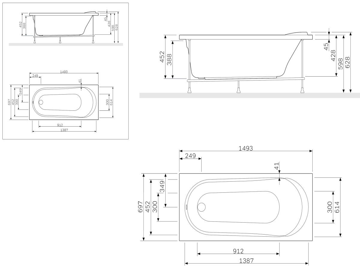 Am.Pm Joy/Spirit W85A-150-070W-P универсальная фронтальная панель для ванны 150 см