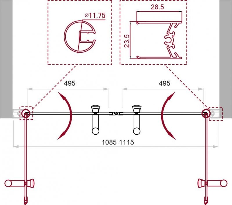 BelBagno душевая дверь UNO-B-2-110-P-Cr 110х190