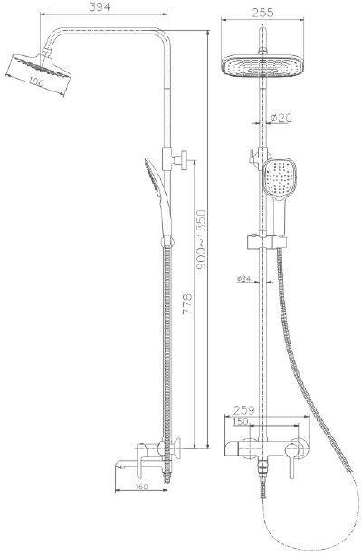 Haiba душевая система со смесителем HB24805-8