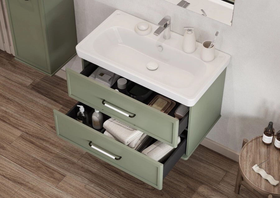 Тумба под раковину AQUATON Нео-Классика 85 2 ящика, кипарис 1A286301NC5E0