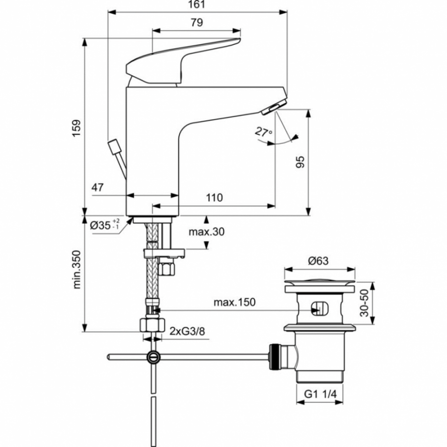 Ideal Standard Ceraflex смеситель для раковины B1713AA