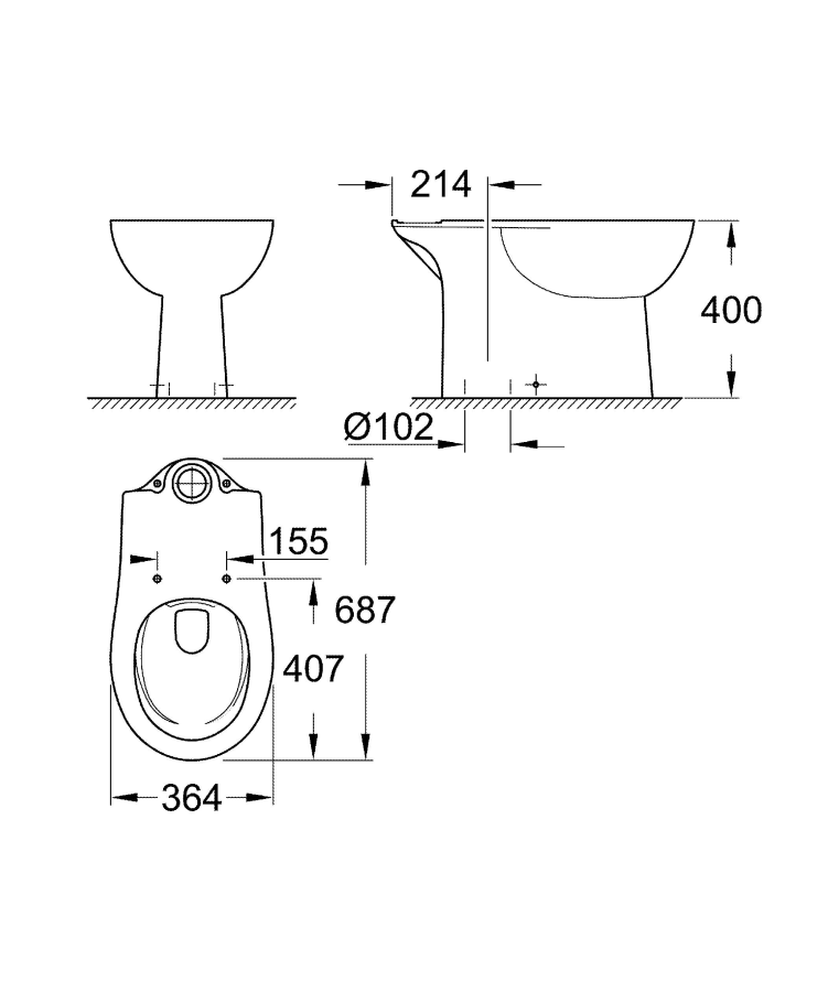 Grohe Bau Ceramic унитаз напольный безободковый 39429000
