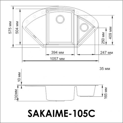 Omoikiri Sakaime 105C-BL 4993123 кухонная мойка тetogranit черный 105.7х57.5 см