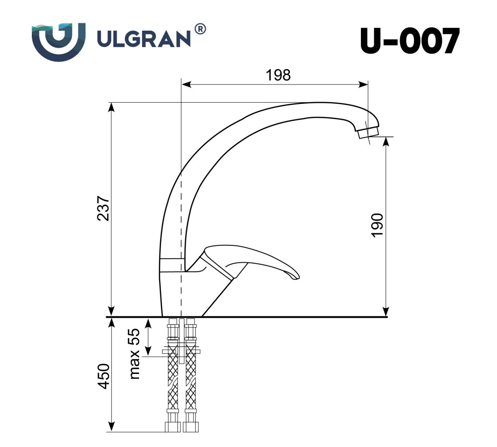 Смеситель для кухни Ulgran U-007-310 серый