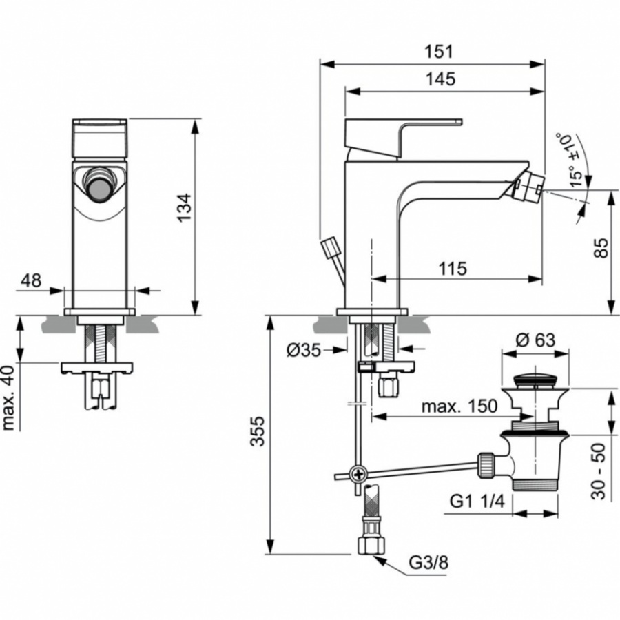 Ideal Standard Edge смеситель для биде A7118AA