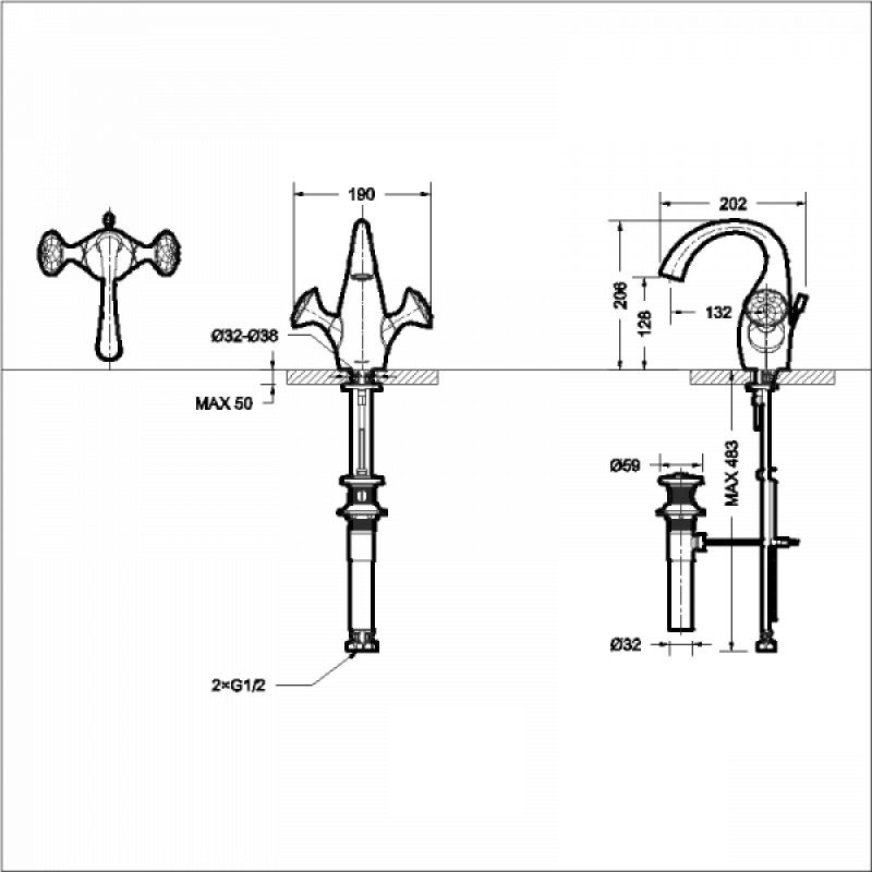 Bravat Swan F14287G-ENG смеситель для раковины золото