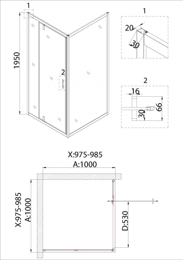 Душевой уголок 100x100 Niagara NG-63-10A-A100
