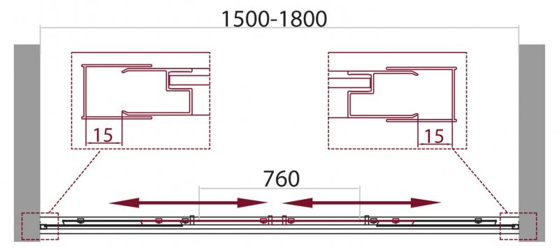 BelBagno Unique душевая штора 150/180х140 см, матовая, хром UNIQUE-VF-2-150/180-140-M-Cr