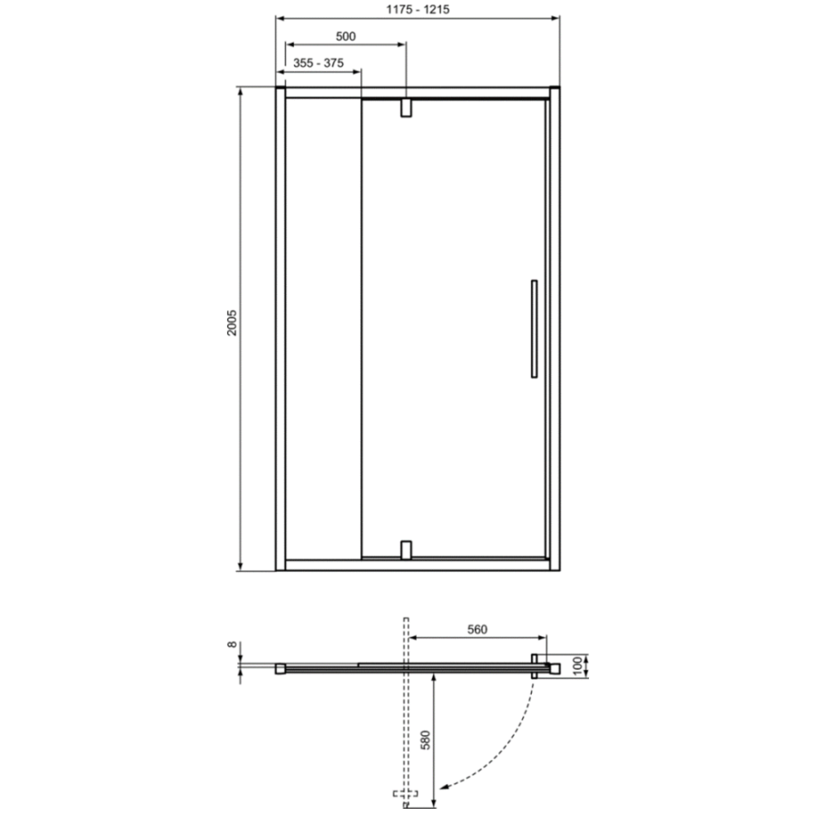 Ideal Standard I.Life душевая дверь 120 см T4939EO